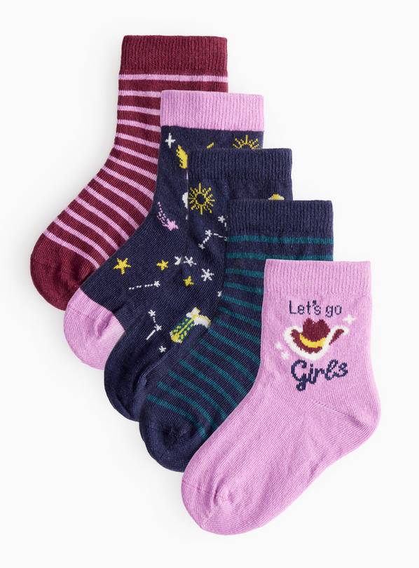 Cosmic Cowgirls Printed Socks 5 Pack 9-12